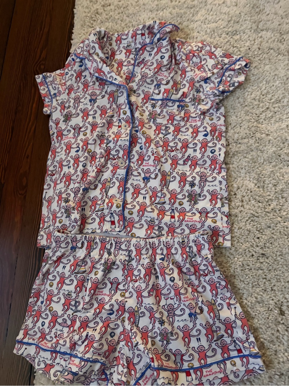 ROLLER RABBIT HAMPTONS LIMITED Playful Monkey Print Short Pajama Set -